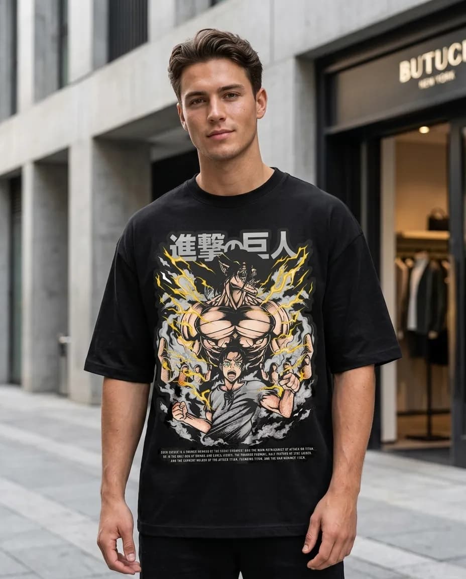 Eren Jaeger "Attack Titan" Oversized Anime Streetwear T-Shirt