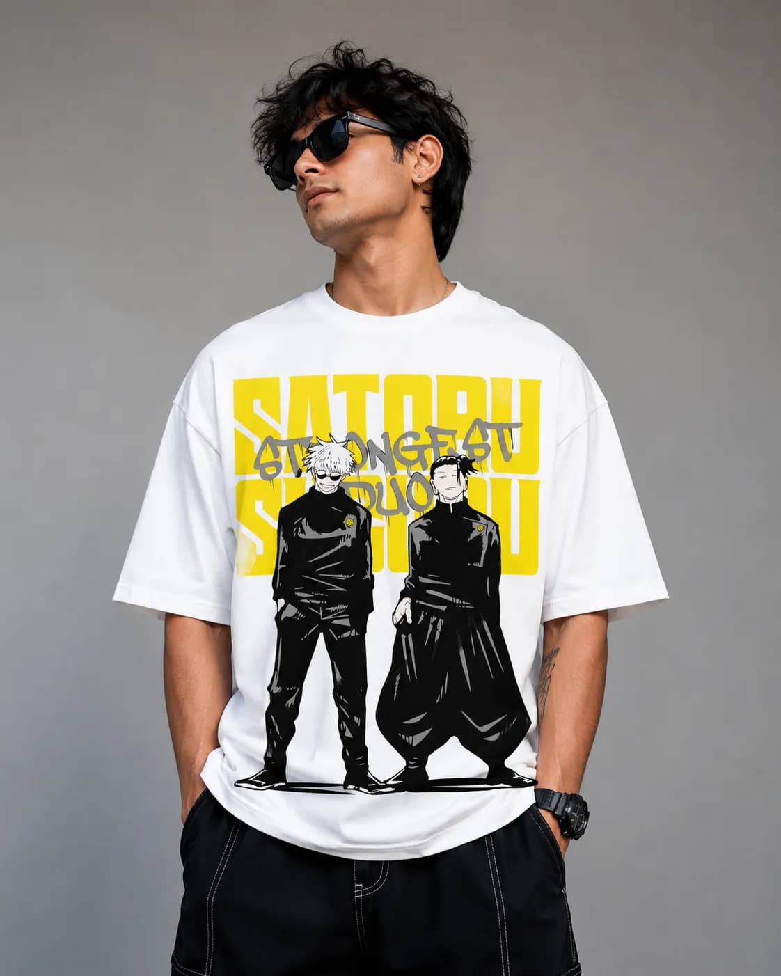 Jujutsu Kaisen Gojo and Geto Strongest Duo Oversized Anime Tee