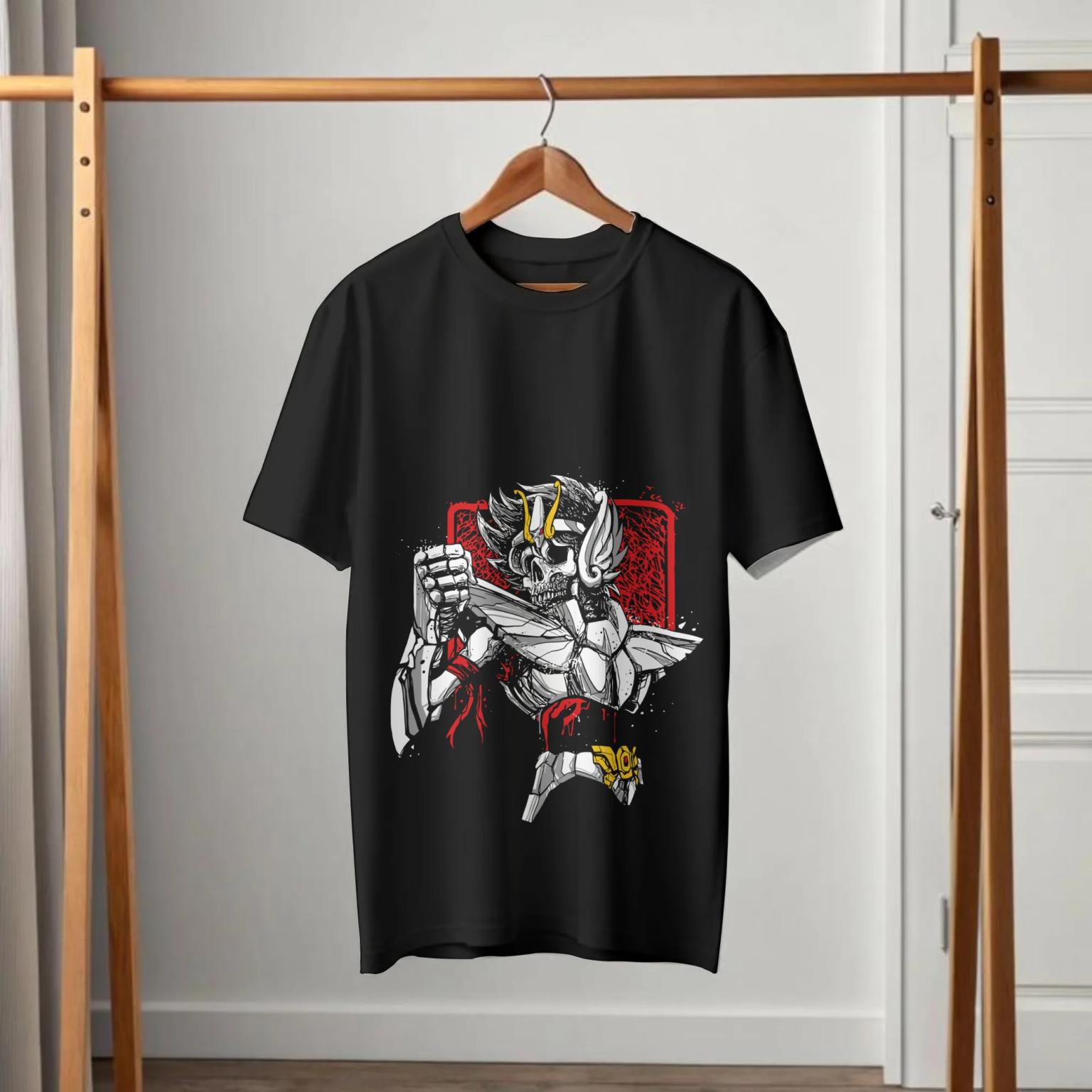 Saint Seiya Pegasus Seiya Skull Armor Black T-Shirt