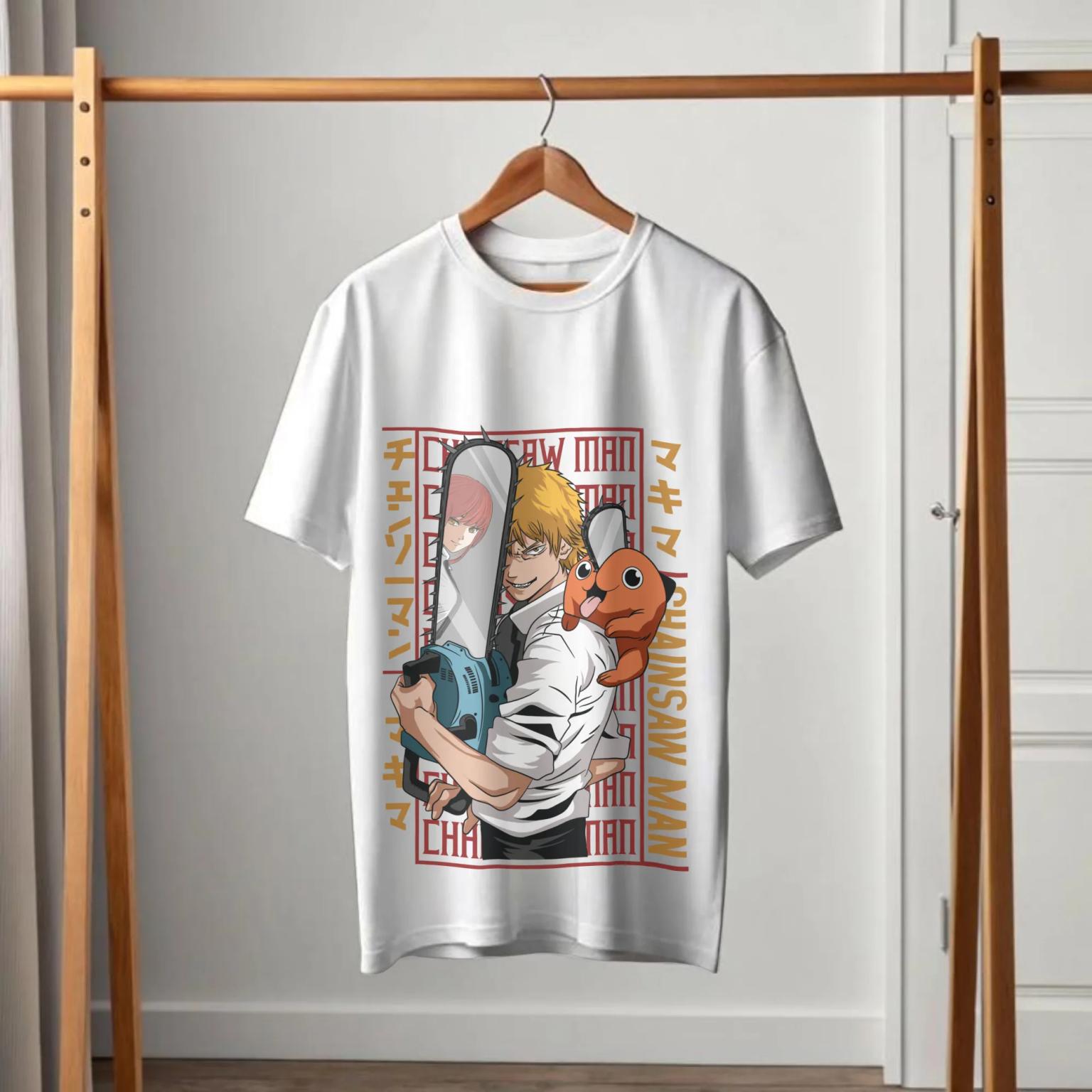 Chainsaw Man Denji & Pochita Reflection Black T-Shirt
