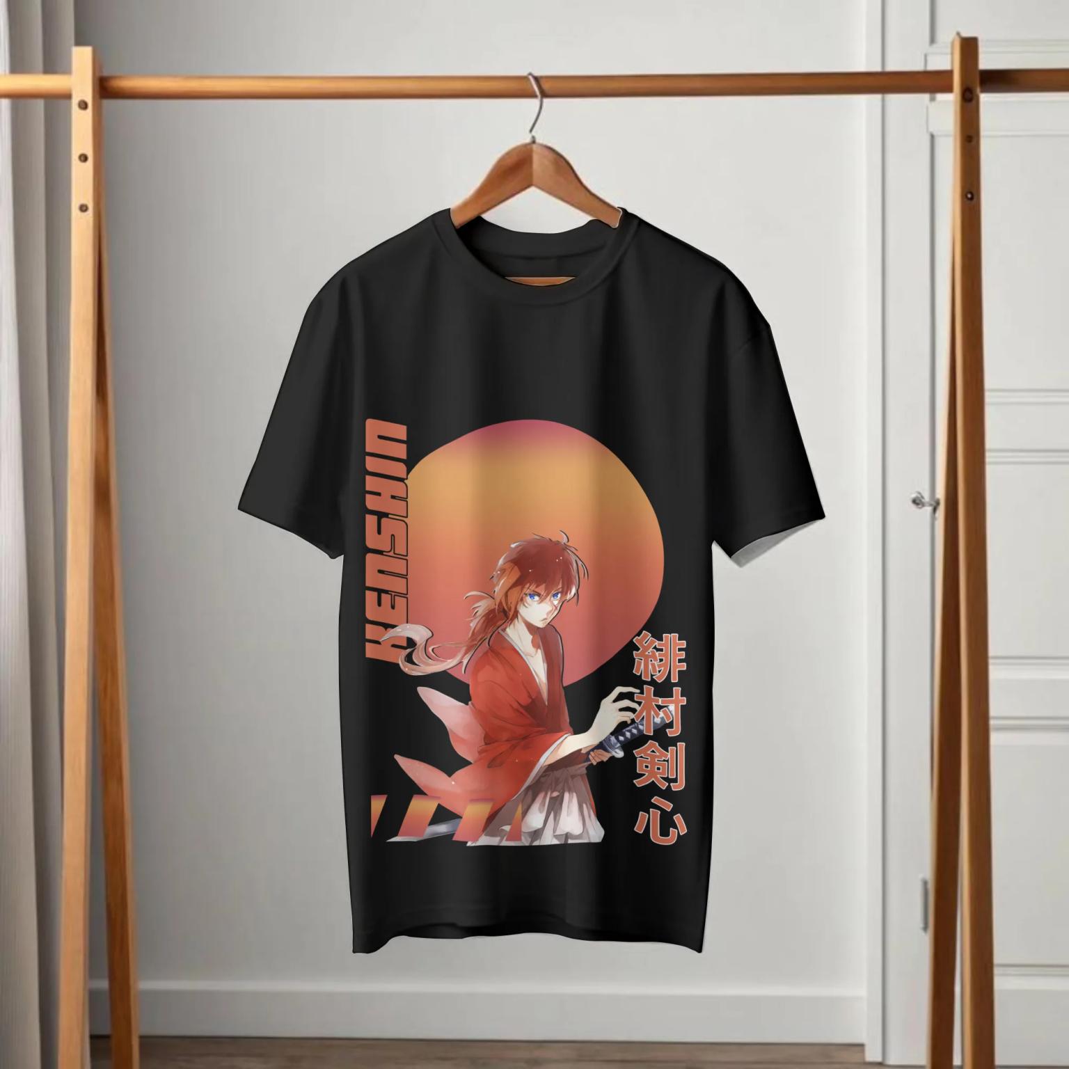 Rurouni Kenshin Himura Sunset Horizon Graphic Black T-Shirt