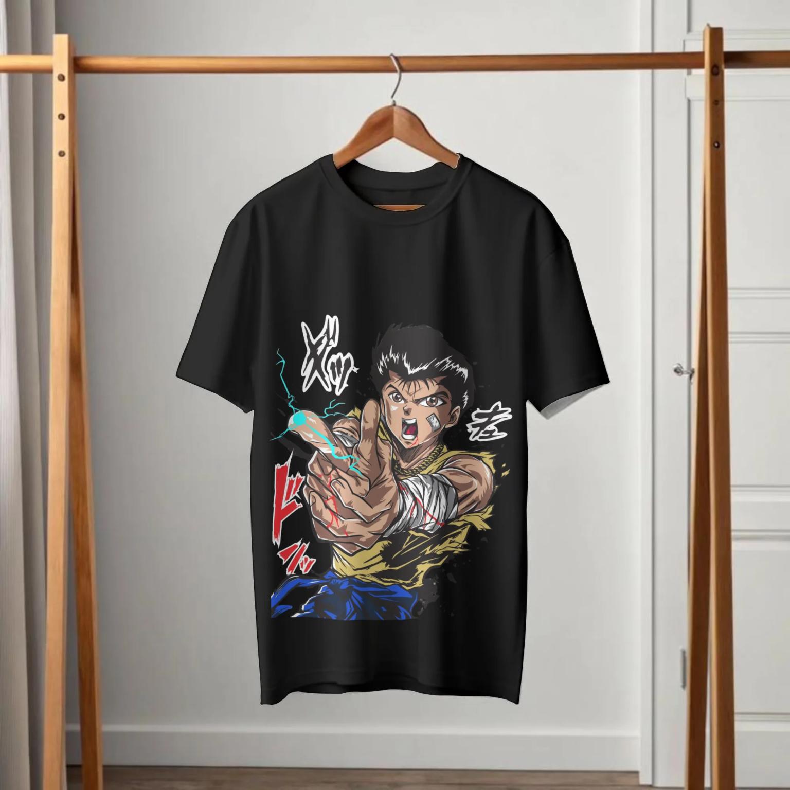 Yu Yu Hakusho Yusuke Battle Damaged Spirit Gun Black T-Shirt