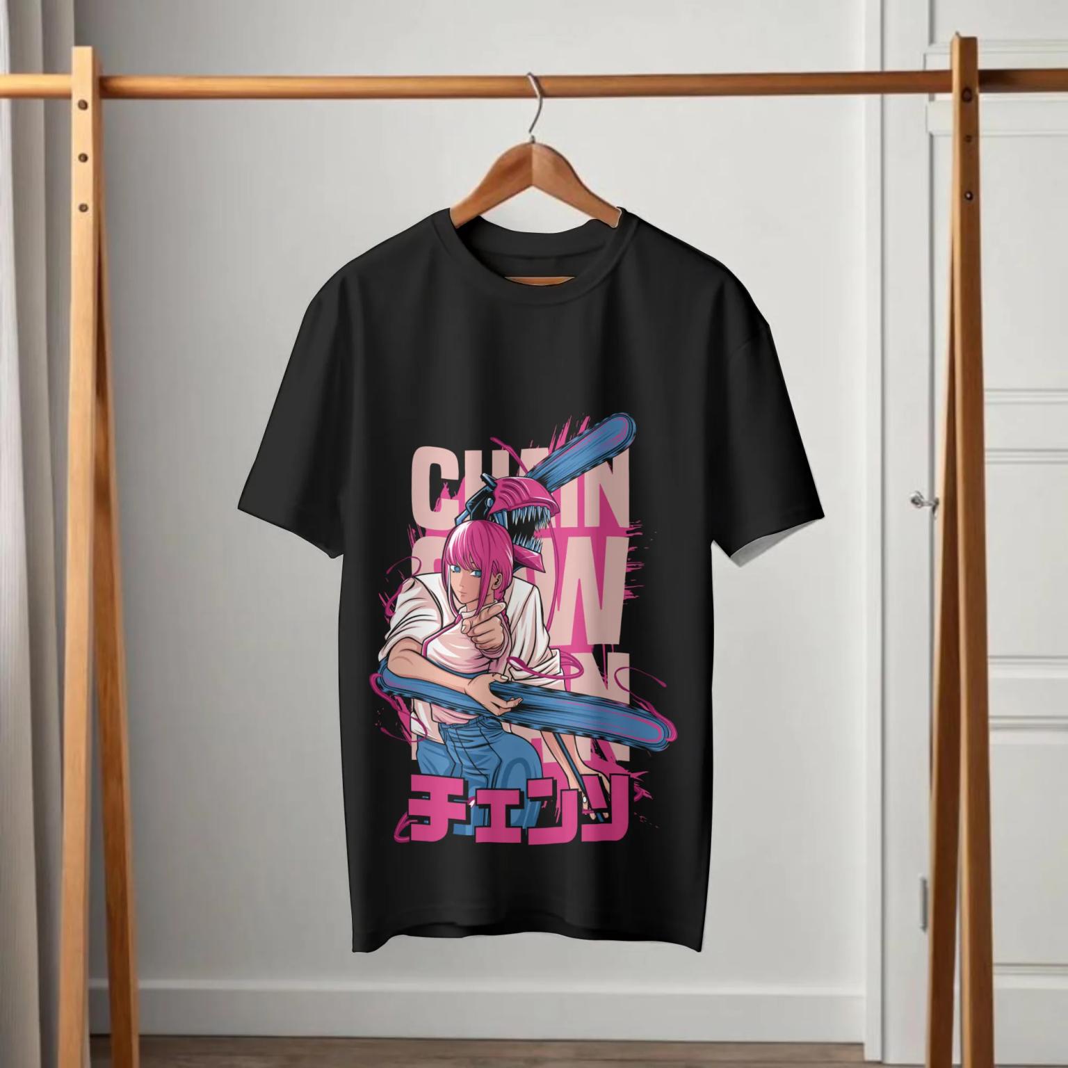 Chainsaw Man Power Chainsaw Stance Neon Black T-Shirt