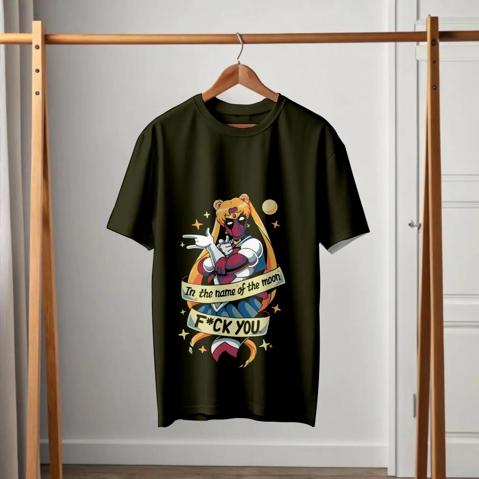 Deadpool Sailor Moon Mashup Banner Black T-Shirt
