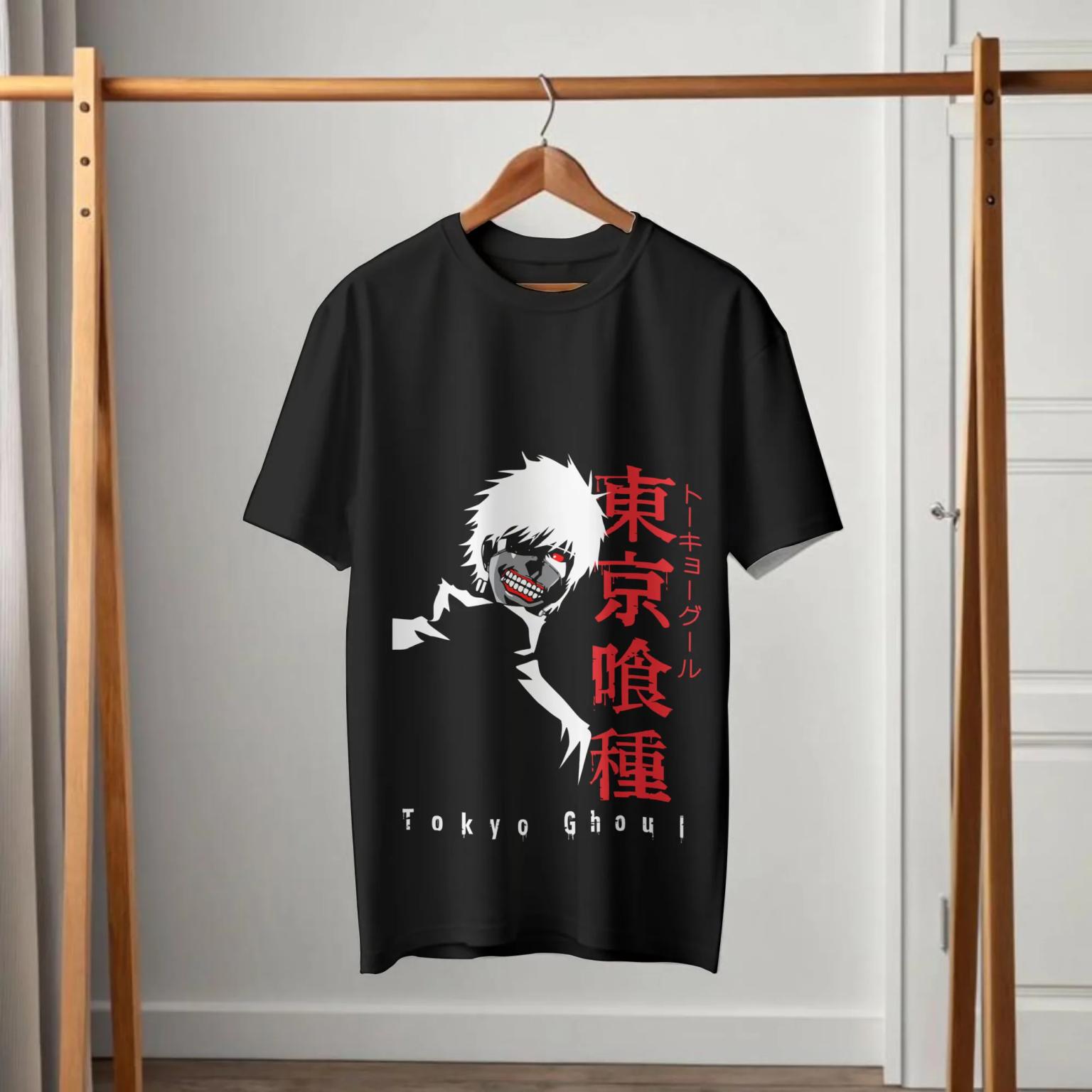 Tokyo Ghoul Kaneki Mask White Hair Black T-Shirt