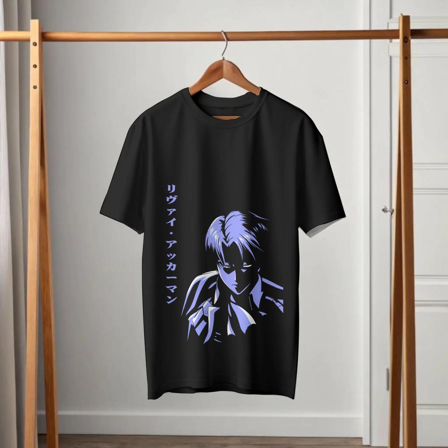 Attack on Titan Levi Ackerman Shadow Portrait Black T-Shirt