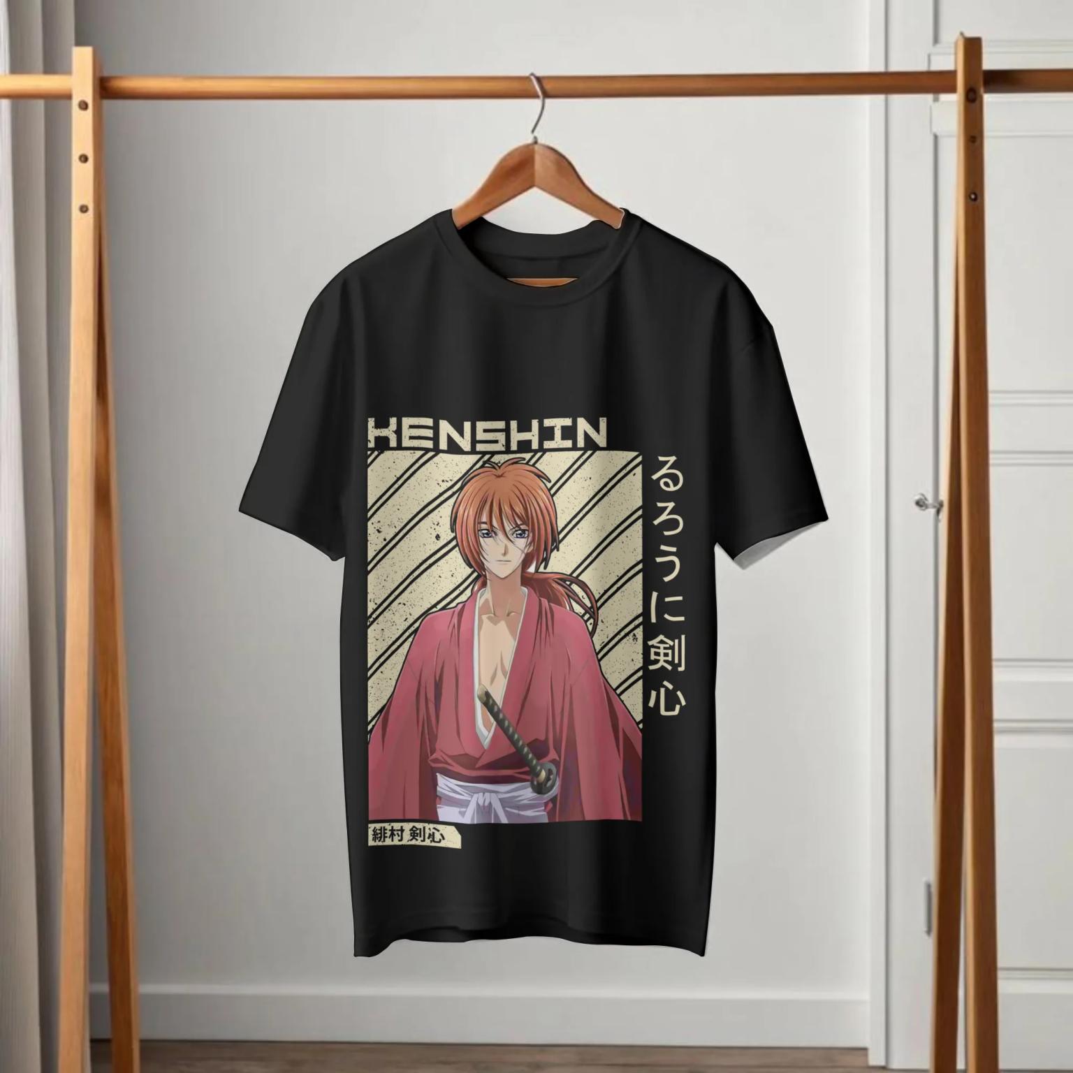 Rurouni Kenshin Himura Vintage Manga Panel Black T-Shirt