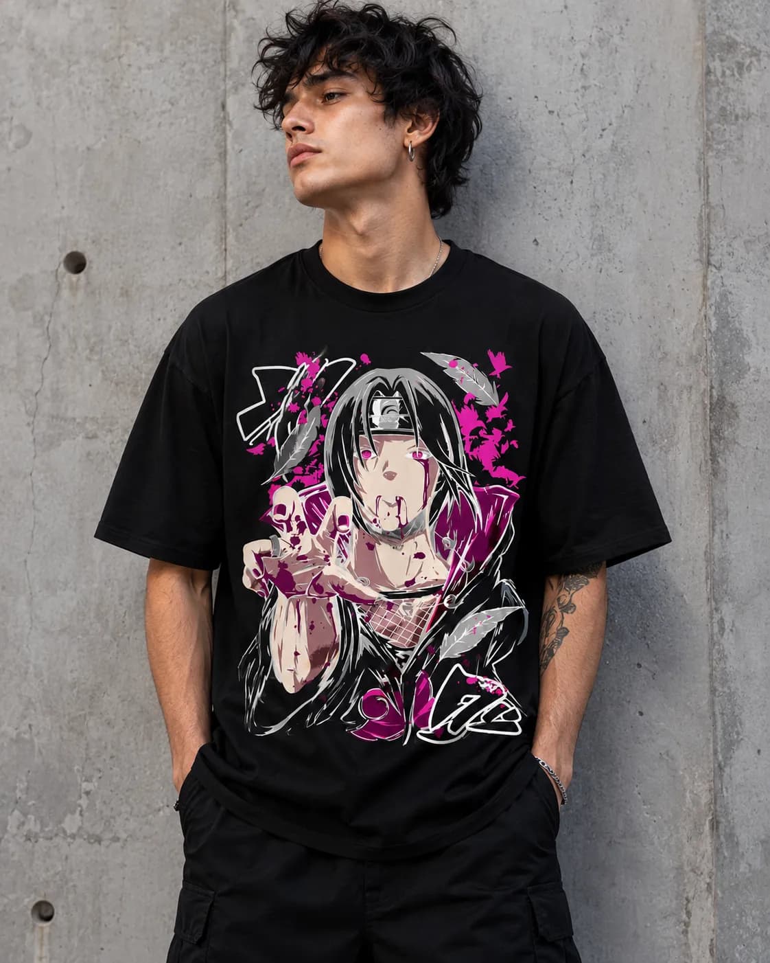 Naruto Shippuden Itachi Uchiha Sharingan Oversized Graphic T-Shirt