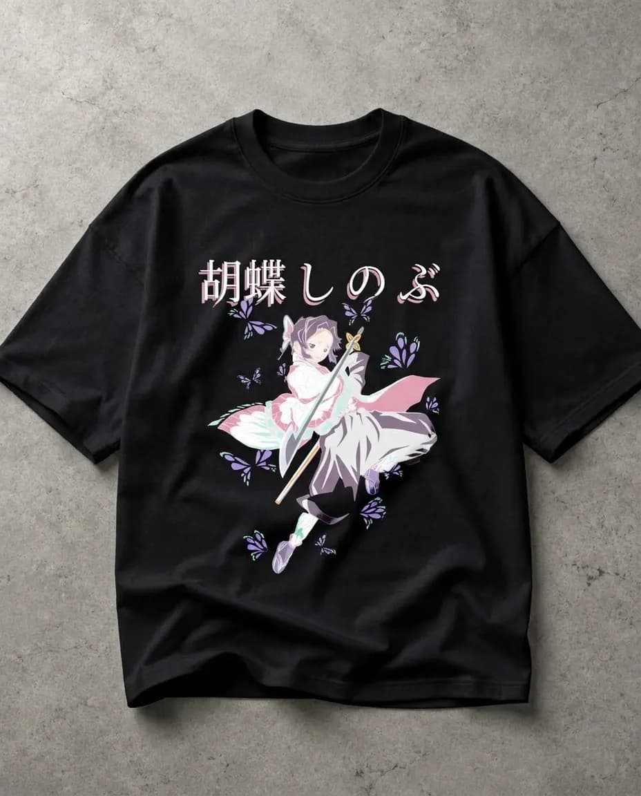 Demon Slayer Shinobu Kocho Insect Hashira Oversized Graphic T-Shirt