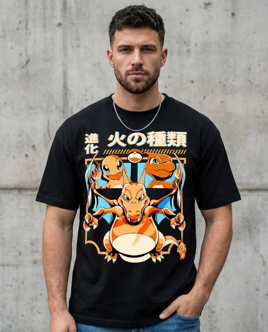 Pokémon Charizard Evolution Line Oversized Graphic T-Shirt